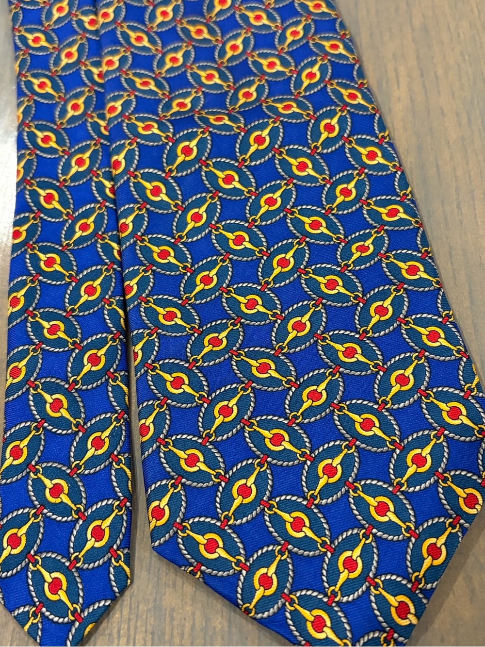 Brooks Brothers Royal Blue Silk Geometric Rope-Print Tie